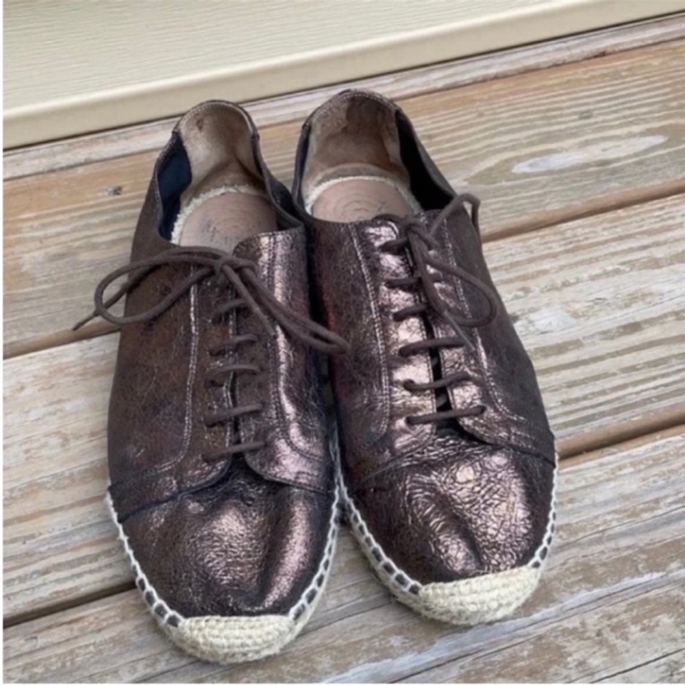 Kelsi Dagger Women’s Metallic Bronze Lace-Up Espadrille Sneakers Size 10.5